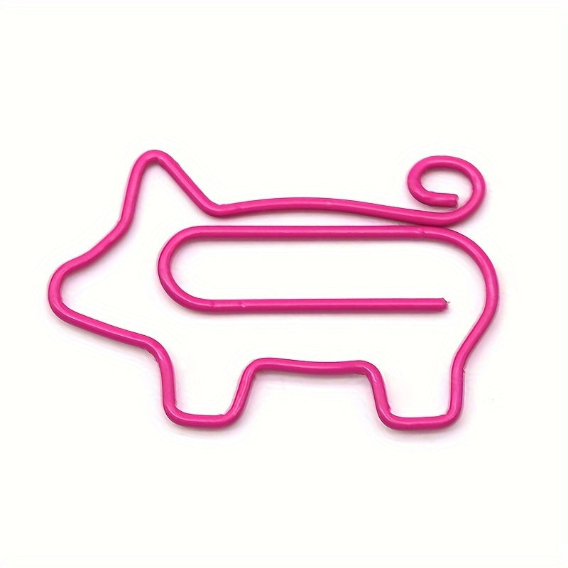 10pcs Piggy Paper Clips Creative Clips Rose Red Cartoon Office Data Clips