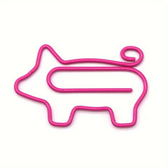 10pcs Piggy Paper Clips Creative Clips Rose Red Cartoon Office Data Clips