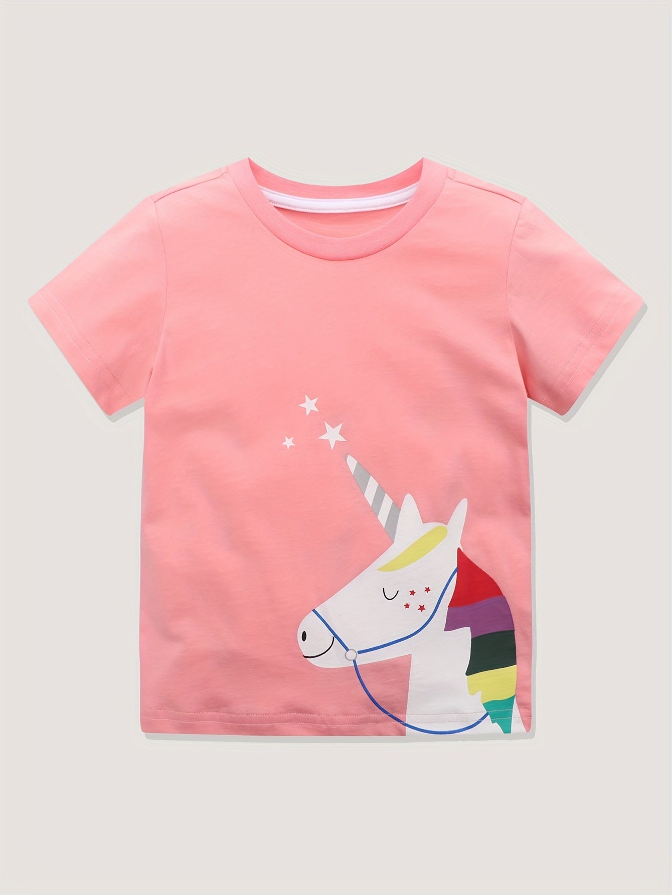 100% Cotton Unicorn Graphic Short Sleeve T-shirt for Girls