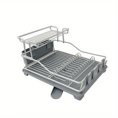 PVC Aluminum Dish Drying Rack with Utensil Holder
