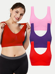 3 Pack Plus Size Basic Bras Set Women's Plus