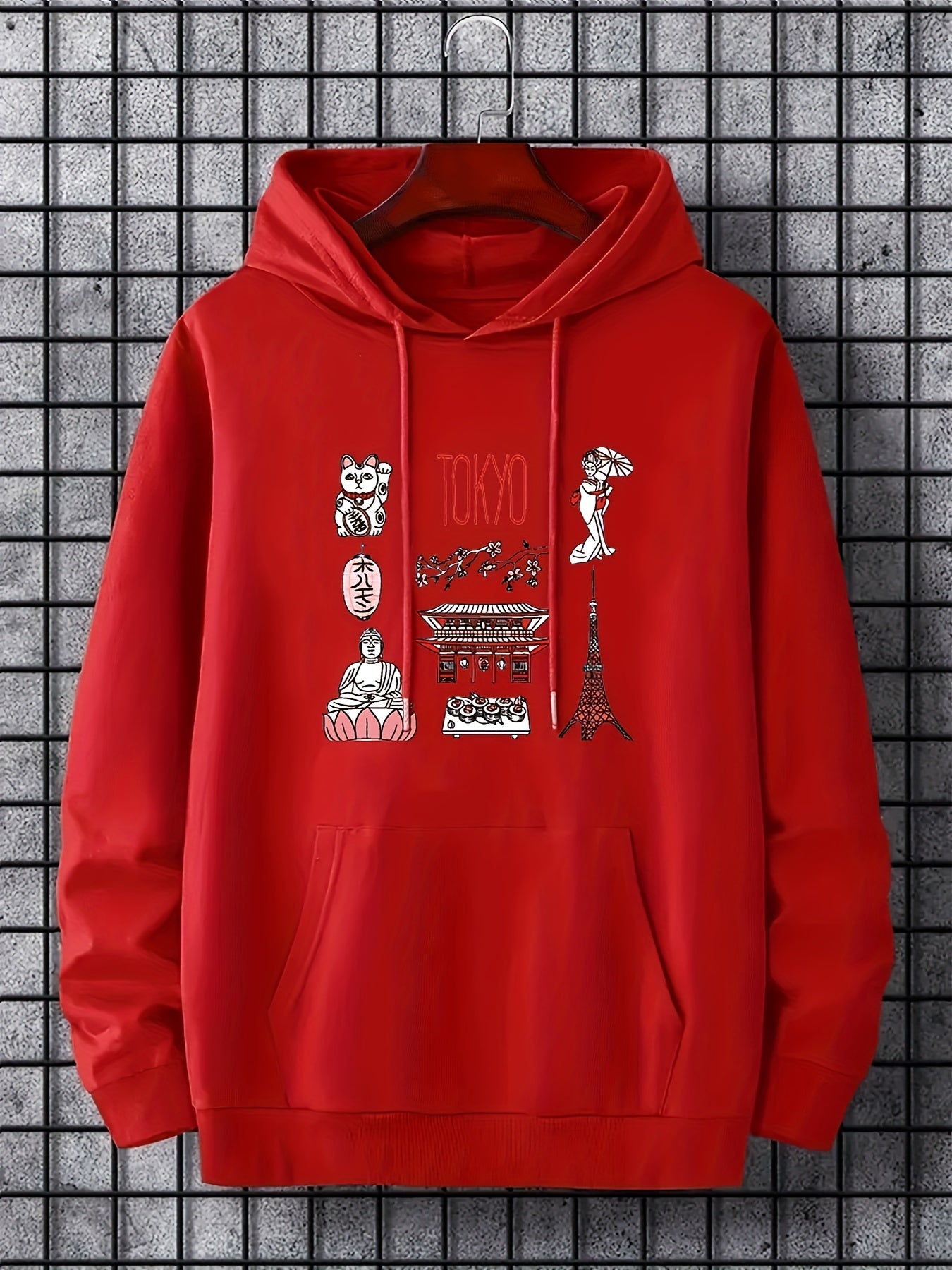 Maneki neko Bodhisattva Pavilion Tokyo Sushi Print Men's Hoodie