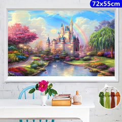 DIY Cross Stitch Kit Rainbow Castle Scenery Embroidery 11CT Printed On Canvas