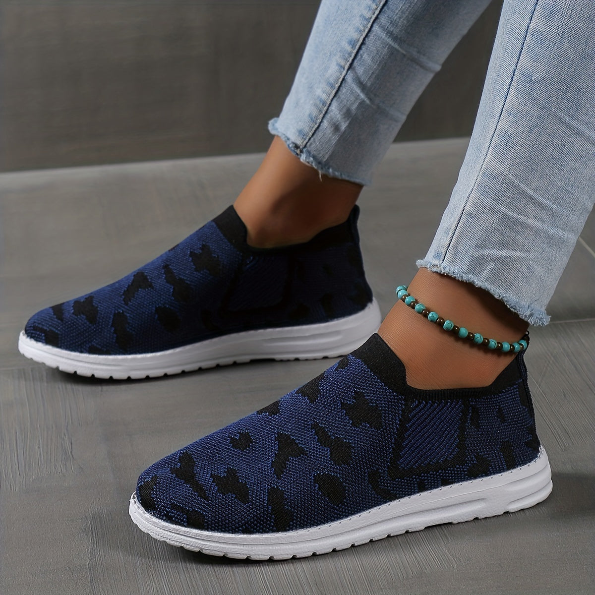 Women's Colorblock Flying Woven Sneakers Lightweight Non slip Outdoor Shoes