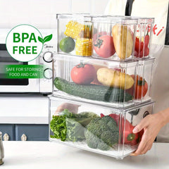 10pcs PET Refrigerator Storage Box Pantry Organization With Lids