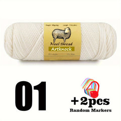 100g Wool Yarn w/ 2 Blue Markers for Knitting Cardigan Blanket