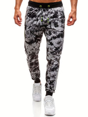 Men's Tie Dye Print Joggers Stretch Drawstring Pants