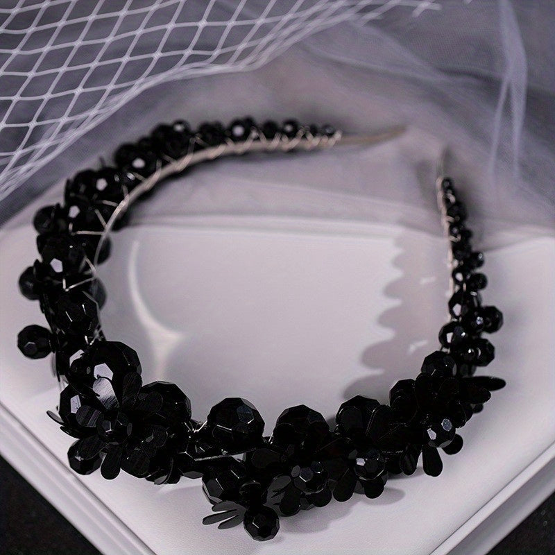 Crystal Beads Hair Hoop Headdress Bridal Wedding Veil Dress