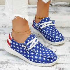 Casual Star Spangled Canvas Shoes Lightweight Low Top Shoes