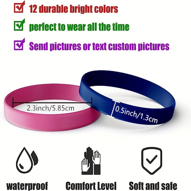 100 Pieces Silicone Bracelets Rubber Wristbands Solid Blank Bracelet
