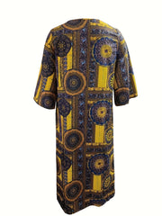 Boho Kaftan Dress Women's Plus Scarf Print Maxi Dress