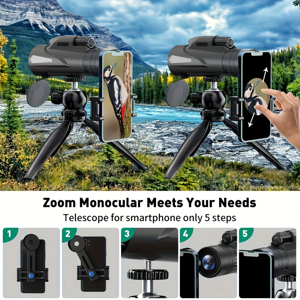 Zoomable Telescope with Tripod & Phone Holder for Single-Handed Photography