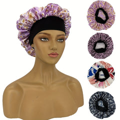 Floral Print Satin Bonnet Hair Cap for Women