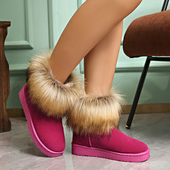 Women's Non-Slip Thick Fluffy Snow Boots Winter Warm Medium Tube Shoes