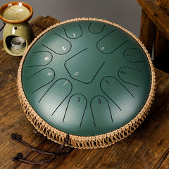 Rattan Braided 30-48cm Tongue Drum Set C Key 13-Tone Titanium Alloy Steel
