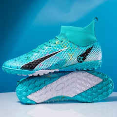 Boy's High Top Turf Football Boots - Professional Outdoor TF Soccer Cleats