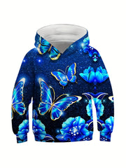 Kids 3D Butterfly Sequin Hooded Sweatshirt for Fall Winter
