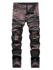 Y2k Tie Dye Ripped Jeans Men's Casual Street Style Denim Pants