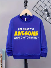 Boy's Letter Print Sweatshirt for Fall Winter Outdoor