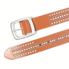 PU Leather Nail Belt Western Cowboy Punk Belt For Jeans Dress