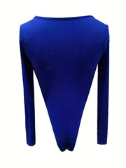 Asymmetrical Neck Ribbed Bodysuit Long Sleeve Sexy One Piece Bodysuit