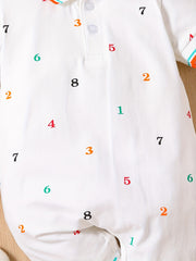 Baby Boys Number Graphic Print Short Sleeve Romper Jumpsuit