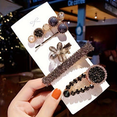 Sweet Faux Pearl Rhinestone Hair Clip Set
