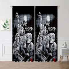 2pcs Robot Love Curtains Rod Pocket Window Drapes