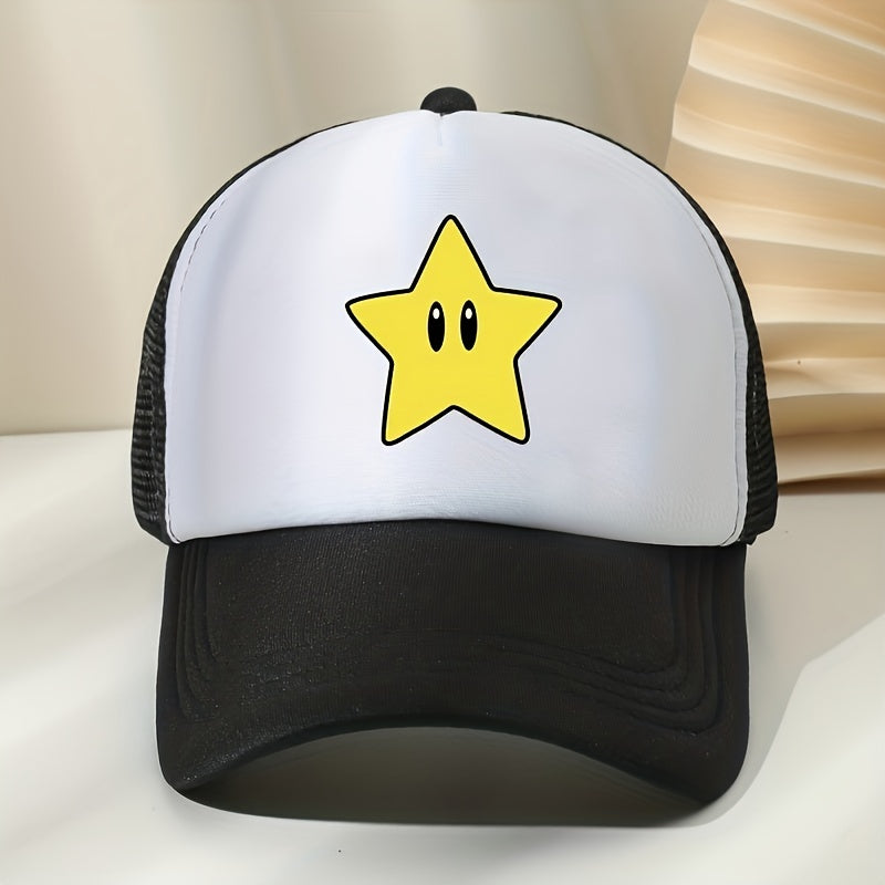 Star Printed Baseball Cap Mesh Sunshade Peaked Cap