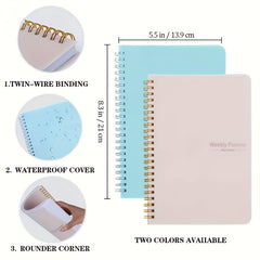 2pcs A5 Planner Daily Weekly Time Planner Notepad 52 Sheets 104 Pages