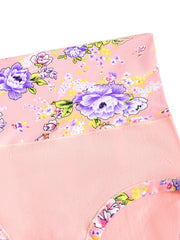 3pcs Chinese Floral Cotton Briefs Comfortable Mid Waist Intimates Panties