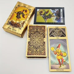 Golden Foil Tarot Deck 78 Waterproof Cards with Instruction Booklet