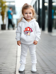 OERYUI Mushroom Print Hooded Pullover Pants Set For Sports Spring Fall