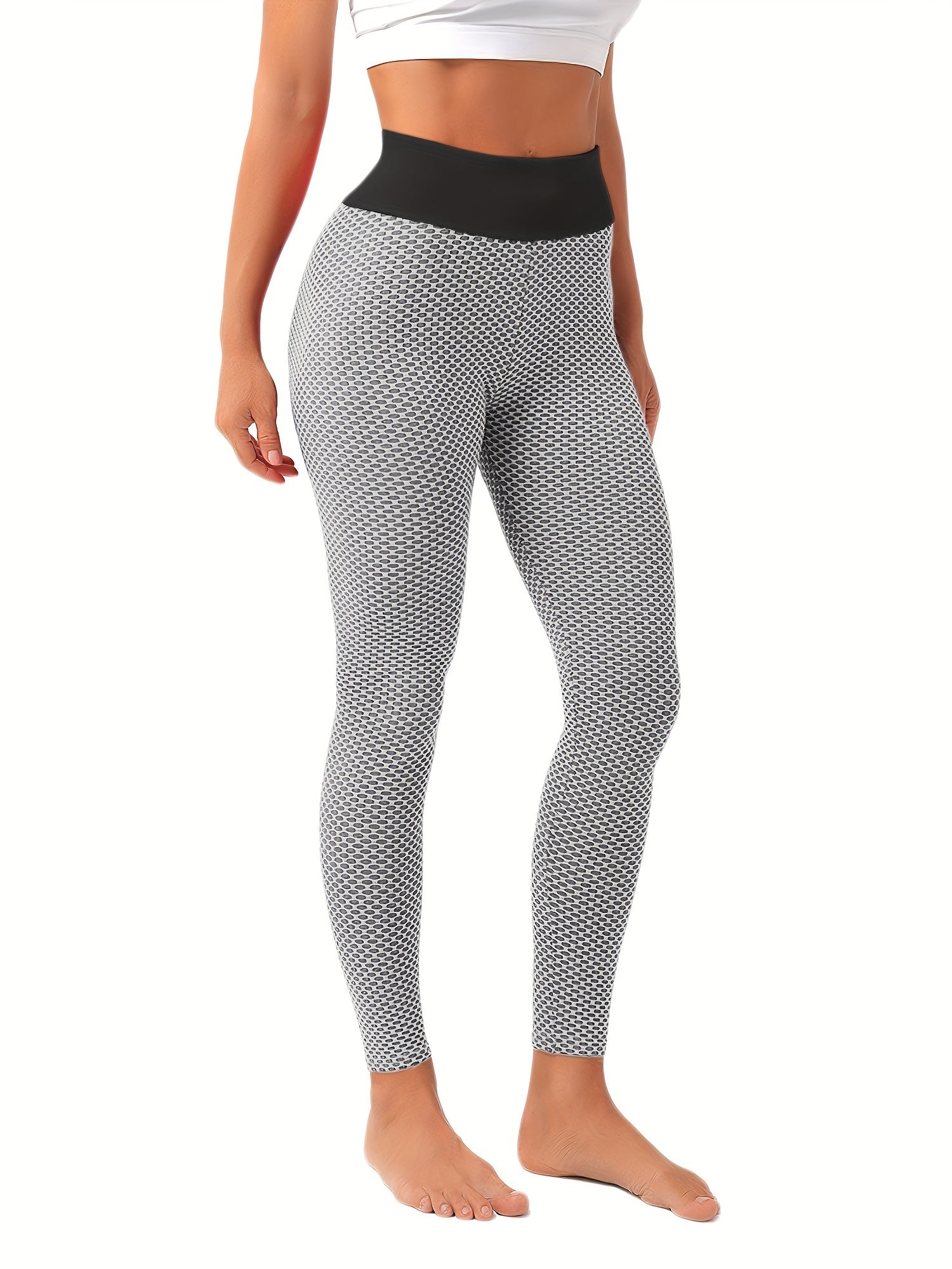 High Waist Honeycomb Sports Yoga Leggings for Women