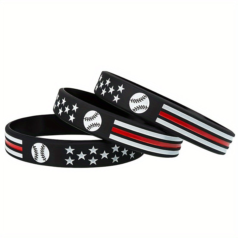 2pcs Baseball Softball Bracelet Sports Rubber Bracelet Running Elastic Bracelet