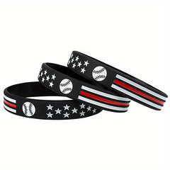 2pcs Baseball Softball Bracelet Sports Rubber Bracelet Running Elastic Bracelet