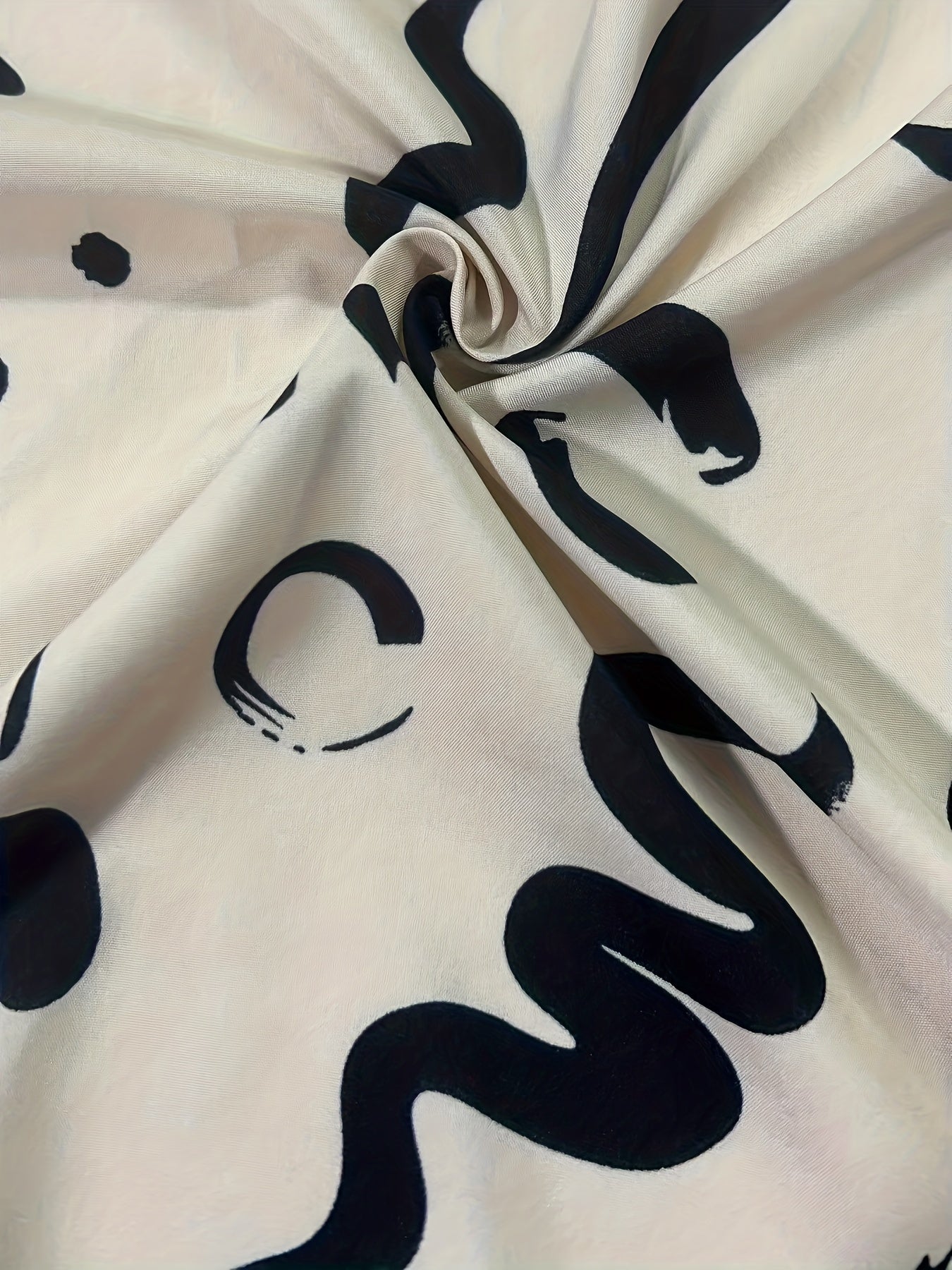 Graffiti Print Button Up Lantern Sleeve Blouse