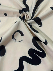 Graffiti Print Button Up Lantern Sleeve Blouse