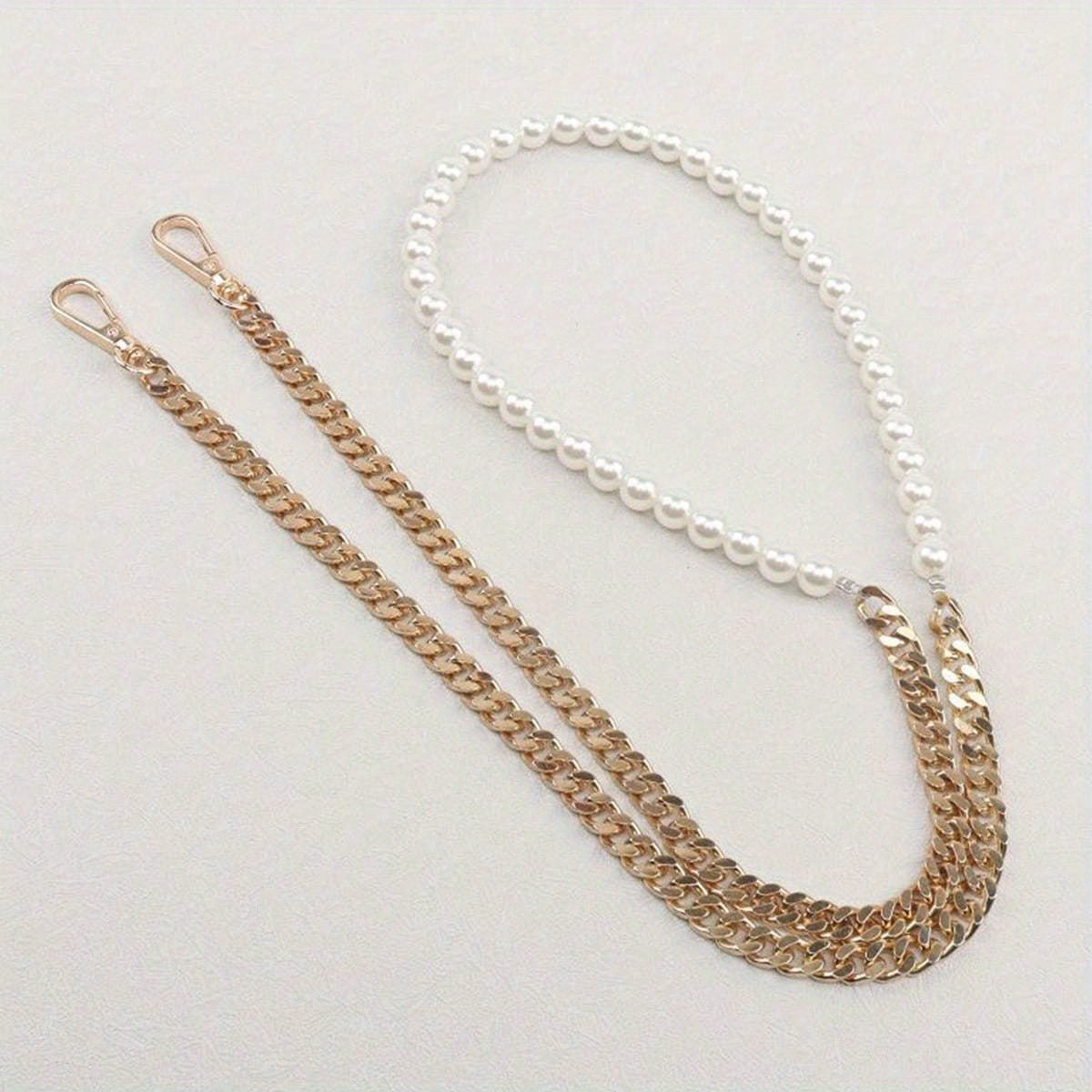 Metal Chain & Bead Decor Strap DIY Crossbody Bag Accessories