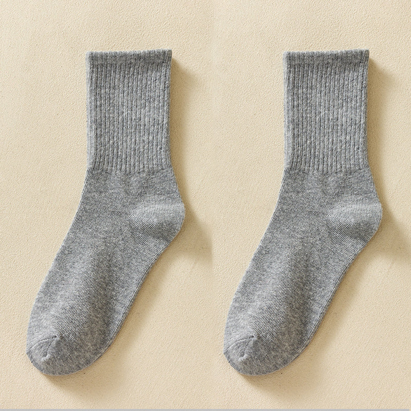 Women's Solid Casual Mid Tube Socks