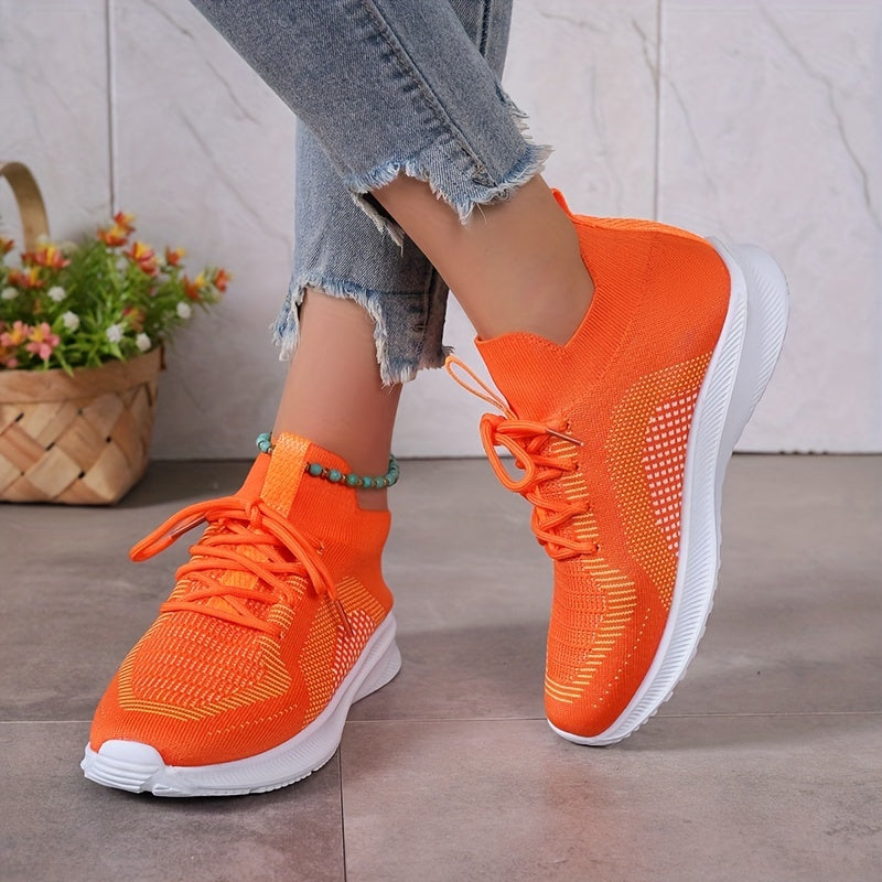 Women's Breathable Woven Sneakers Casual Lace Up Outdoor Shoes