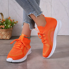 Women's Breathable Woven Sneakers Casual Lace Up Outdoor Shoes