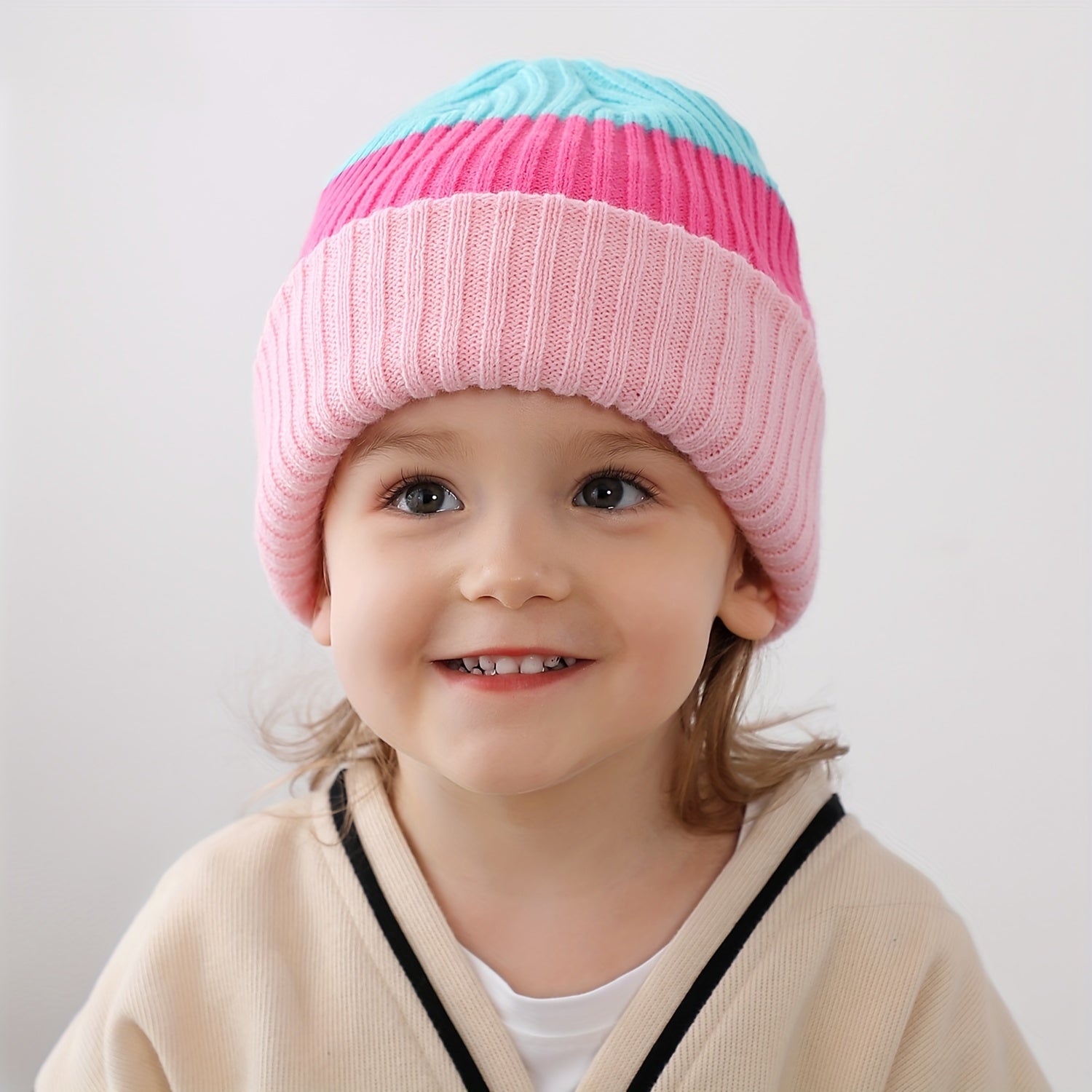 Warm Striped Kids Baby Woolen Hat for Autumn & Winter