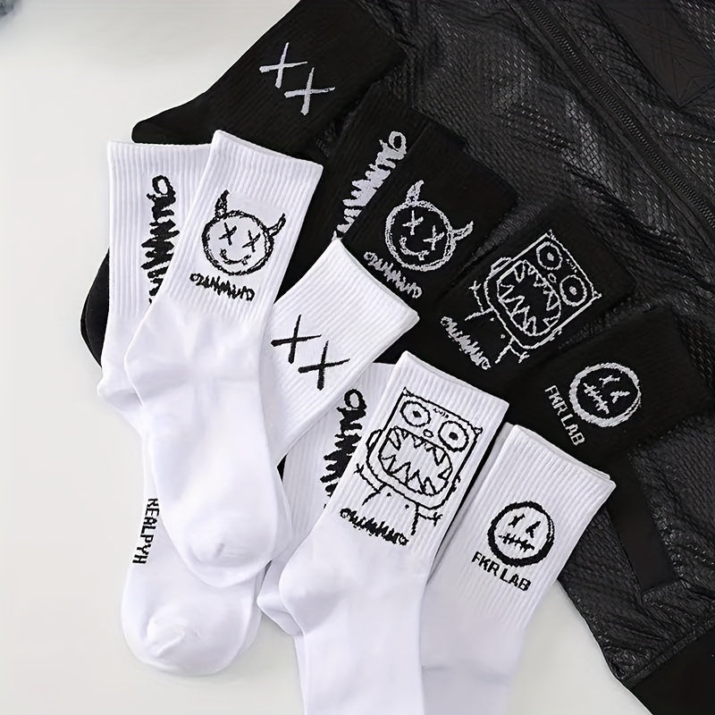 Cartoon Print Socks Comfy & Breathable Women's Stockings