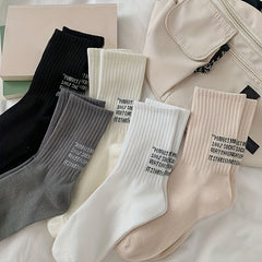 5 Pairs Letter Print Socks All match Women's Stockings