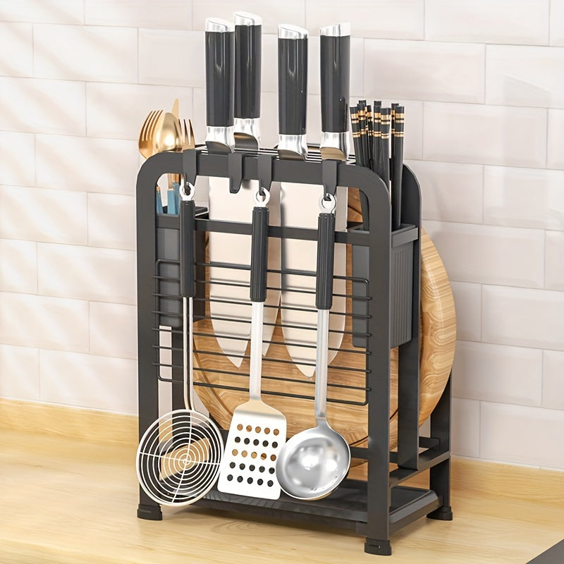 1pc Storage Rack Cutting Board Kitchen Countertop Chopsticks Pot Lid Holder