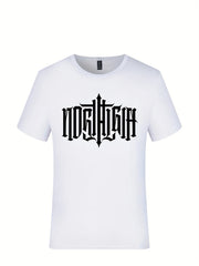 Stylish Letters Print Round Neck T shirts Causal Sports Tees For Men