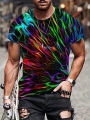 Men's Abstract Geometry Print T shirt Mid Stretch 3D Print Tee