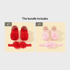 Baby Girls Flower Socks & Headband Set