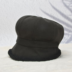 Winter Fleece Thicken Newsboy Cap Warm Fisherman Hat For Women